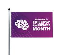 Novembre est le Mois national de sensibilisation à l'épilepsie. Drapeau extérieur double face avec œillets en laiton, 90 x 150 cm.