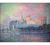 NOVEMS Tableaux sur Toile Image Imprimén Célèbre le Château des Papes à Avignon Huile sur toile de Paul Signac pour la décoration murale 60x90cm
