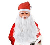 Novent Masque de Père Noël en latex avec longue barbe blanche - Masque de Père Noël - Doux pour la peau - Accessoire de costume de Noël