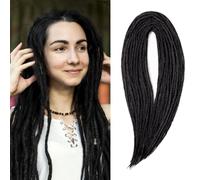 Noverlife 10 brins/paquet 60cm noir long droit fait à la main Dreadlocks synthétiques, doux Double extrémité faux locs Extensions au crochet épais 0,6 cm dreads légères, jamaïcaine Reggae style hippie