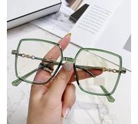 NOVESIXTDAT Lunettes de Lecture carrées Anti-UV, Ultra légères, bloquant la lumière Bleue, for lecteurs d'ordinateur, Miroir à lumière Plate surdimensionné (Color : Green, Size : +250)