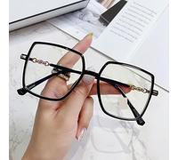 NOVESIXTDAT Lunettes de Lecture carrées Anti-UV, Ultra légères, bloquant la lumière Bleue, for lecteurs d'ordinateur, Miroir à lumière Plate surdimensionné (Color : Black, Size : +300)