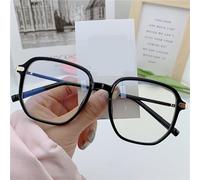 NOVESIXTDAT Lunettes de Lecture carrées surdimensionnées à la Mode, lecteurs d'ordinateur Anti-lumière Bleue, Lunettes incassables Anti-Fatigue oculaire (Color : Black-Golden, Size : +0.00)