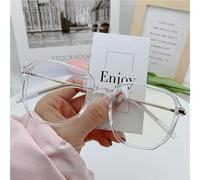 NOVESIXTDAT Lunettes de Lecture carrées surdimensionnées à la Mode, lecteurs d'ordinateur Anti-lumière Bleue, Lunettes incassables Anti-Fatigue oculaire (Color : Clear, Size : +0.50)
