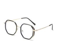 NOVESIXTDAT Lunettes de Lecture élégantes en métal polygone, Lecteur d'ordinateur bloquant la lumière Bleue irrégulière, Lunettes incassables Anti-Reflets (Color : Black-Golden, Size : +1.00)