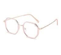 NOVESIXTDAT Lunettes de Lecture élégantes en métal polygone, Lecteur d'ordinateur bloquant la lumière Bleue irrégulière, Lunettes incassables Anti-Reflets (Color : Pink, Size : +0.00)