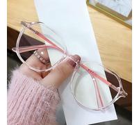 NOVESIXTDAT Lunettes de Lecture ovales élégantes Femmes Hommes, lecteurs d'ordinateur Ronds bloquant la lumière Bleue, Miroir Plat Anti-Fatigue oculaire (Color : Pink, Size : +0.00)