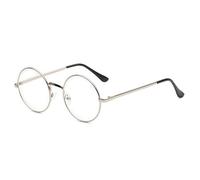 NOVESIXTDAT Lunettes de Lecture Rondes en métal Femmes Hommes, lecteurs bloquant la lumière Bleue, rétro Anti-Fatigue oculaire Ordinateur Miroir Plat (Color : Silver, Size : +0.50)
