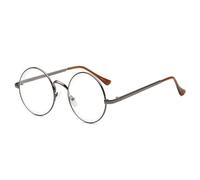 NOVESIXTDAT Lunettes de Lecture Rondes en métal Femmes Hommes, lecteurs bloquant la lumière Bleue, rétro Anti-Fatigue oculaire Ordinateur Miroir Plat (Color : Dask Gray, Size : +0.50)