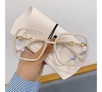 NOVESIXTDAT Lunettes de Lecture surdimensionnées for Femme, Miroir Plat Extra Large, Lecteur carré bloquant la lumière Bleue, Lunettes Anti-éblouissement (Color : White, Size : +3.50)