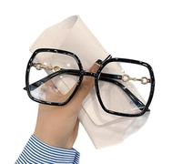 NOVESIXTDAT Lunettes de Lecture surdimensionnées for Femme, Miroir Plat Extra Large, Lecteur carré bloquant la lumière Bleue, Lunettes Anti-éblouissement (Color : Black, Size : +3.00)