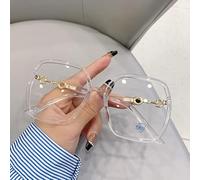 NOVESIXTDAT Lunettes de Lecture surdimensionnées for Femme, Miroir Plat Extra Large, Lecteur carré bloquant la lumière Bleue, Lunettes Anti-éblouissement (Color : Clear, Size : +0.50)
