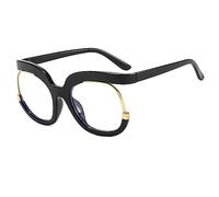 NOVESIXTDAT Lunettes Rondes bloquant la lumière Bleue, Anti-Fatigue oculaire, Lunettes de Lecture, Miroir à lumière Plate surdimensionné (Color : Black, Size : +200)