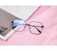 NOVESIXTDAT Oversized Square Reading Glasses Women, Metal Blue Light Blocking Readers, Anti Eye Strain Computer Flat Light Mirror (Color : Black, Size : +1.00)