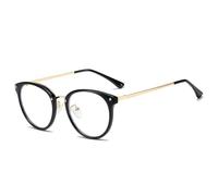 NOVESIXTDAT Rétro Rond Grands lecteurs d'ordinateur Bleu lumière bloquant Lunettes de Lecture Anti-éblouissement Lunettes Plat lumière Miroir for Les Femmes (Color : Black, Size : +0.00)