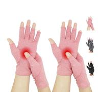Novetec Gants Arthrite Sans Doigts Compression Femme Homme Soutien Mains pour Polyarthrite Rhumatoïde Arthrose Soulagement Maladie Raynaud Respirant Lavable Machine Taper Conduire Travail 2 paire