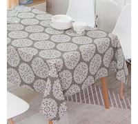 Novetec Nappe Anti Tache Aspect Lin Nappe Lavable Effet Lotus Nappes Lavables Entretien Facile pour Intérieur Extérieur Jardin Salle à Manger Fêtes et Festivités (Noir, 140 * 220 cm)