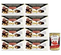 Novi Lot de 8 fondentenero Nocciolato, chocolat noir extrêmement amer avec noisettes entières, 72 % cacao, 130 g + Polpa di Pomodoro Italian Gourmet Polpa di Pomodoro Boîte de 400 g