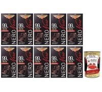Novi Nero Cioccolato Assoluto Lot de 10 fondants au chocolat noir extra foncé 99 % cacao 75 g + Polpa di Pomodoro Italian Gourmet Polpa di Pomodoro Boîte de 400 g