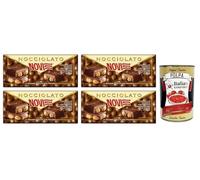 Novi Nocciolato Gianduia con Nocciole Intere, lot de 4 tablettes de chocolat Gianduia aux noisettes entières 130 g + Polpa di Pomodoro Italian Gourmet Polpa di Pomodoro 400 g