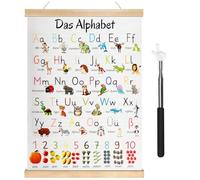 Noviatrix Alphabet Enfant, 41 x 64 cm Poster Enfant ABC, avec Bâtonnet de Lecture, Alphabet Poster, Adapté à la Maternelle et à L'école Primaire