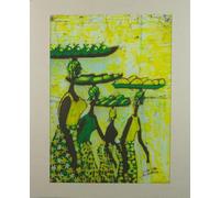 NOVICA Batik Grand Mur Coton Peinture Murale, The Foursome » Vert