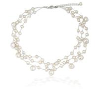 Novica Blanc perle d'eau douce de culture Multi Rangs Ras du Cou, 39,4 cm avec rallonge de 5,1 cm, 'Moonlight Glow'