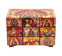 NOVICA Christianisme Bois décoratif Boîte, « Un Bouquet pour Mon Guadalupe » Rose