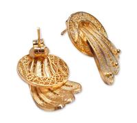 NOVICA Femme 21k plaqué or jaune 0,925 Argent Boucles d'oreilles d'or Fan '