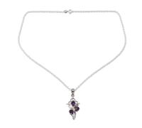 NOVICA Femme Améthyste 0,925 plaqué rhodium collier pendentif, 18" « Holy Trinity » argent