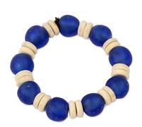 NOVICA Femme Bois Bracelet en perles, 7.5" 'Accra Blue'