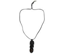 NOVICA Femme Bois Oeil de tigre en cuir de vache os Pendentif Collier, 16,25" « Esprit de plume dans » Noir