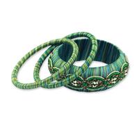 NOVICA Femme Bracelet Ensemble de 3, Aqua Dreams in'