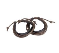 NOVICA Femme 'Contraste Téméraire Brown en cuir Bracelet