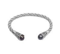 NOVICA Femme Dyed Brown Cultured perles d'eau douce 0,925 Argent Bracelet, « Jepun Graines de Brown » Brown/Argent