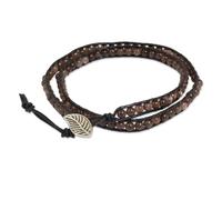 NOVICA Femme Dyed Brown Quartz et Bracelet en Cuir avec Wrap 950 Silver Charm 'Hill Tribe Terres en Noir'