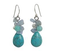 NOVICA Femme Multi-Gem blanc perle d'eau douce Cultured 0,925 plaqué perles d'argent Boucles d'oreilles, « Cool Beauty »