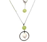 NOVICA Femme Multi-Gem calcédoine Cultured perle d'eau douce 0,925 Collier en argent, 29.5", Green Rain'