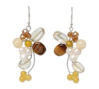 NOVICA Femme Multi-Gem citrine perles d'eau douce d'argent Cultured Perlé Boucles d'oreilles Radiant Bouquet '