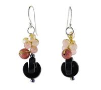 NOVICA Femme Multi-Gem Onyx Cultured perles d'eau douce .925 en perles Boucles d'oreilles Tidal Wave in Pink '