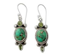 NOVICA Femme Multi-Gem Turquoise Reconstituées .925 Dangle Boucles d'oreilles 'Resplendissant in Green'