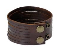 NOVICA Homme Bracelet homme en cuir Wristband, 8.5" Siam Destiny