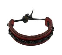 NOVICA Homme Bracelet Hommes en Cuir Bracelet, 8,5" 'Simple Twist in Red'