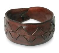 NOVICA Homme Hommes en cuir Bracelet, 8,5" « Brown Ayuthaya »