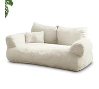 noviclass® Simba Canapé pour chat et chien | Avec mini coussin | 70 x 48 cm | Lit pour petits chiens | Moelleux et suffisamment rembourré | Housse amovible (crème)