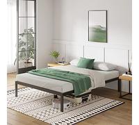 Novilla Cadre de lit Plateforme en métal 30cm, Sommier, avec 5 Pieds Hauts, Rangement sous Le lit, Support à Lattes en Bois,Assemblage Facile,160 x 200 cm, Noir