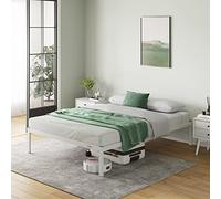 Novilla Cadre de lit Plateforme en métal 30cm, Sommier, avec 5 Pieds Hauts, Rangement sous Le lit, Support à Lattes en Bois,Assemblage Facile,180 x 200 cm, Blanc