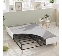 Novilla Cadre de lit Plateforme en métal 35cm, Sommier, avec Couvre-lit en Tissu, Rangement sous Le lit, Assemblage Facile, 135×190cm, Noir, Gris