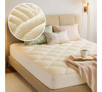 Novilla Drap Housse Polaire 140 x 190 cm, Surmatelas en Peluche Doux et Chaud, Protège Matelas Molletonné Rembourrage en Fibres Moelleuses, Agréable au Toucher, Rabat Élastique, Lavable, Blanc