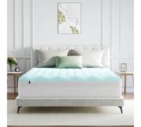 Novilla Surmatelas Confort 135x190cm, Tissu Doux et Agréable pour la Peau, Air-Layer à Trois Couches Respirant, Rembourrage en Fibres Douces, Bord Élastique 30 cm, Lavable, Bleu